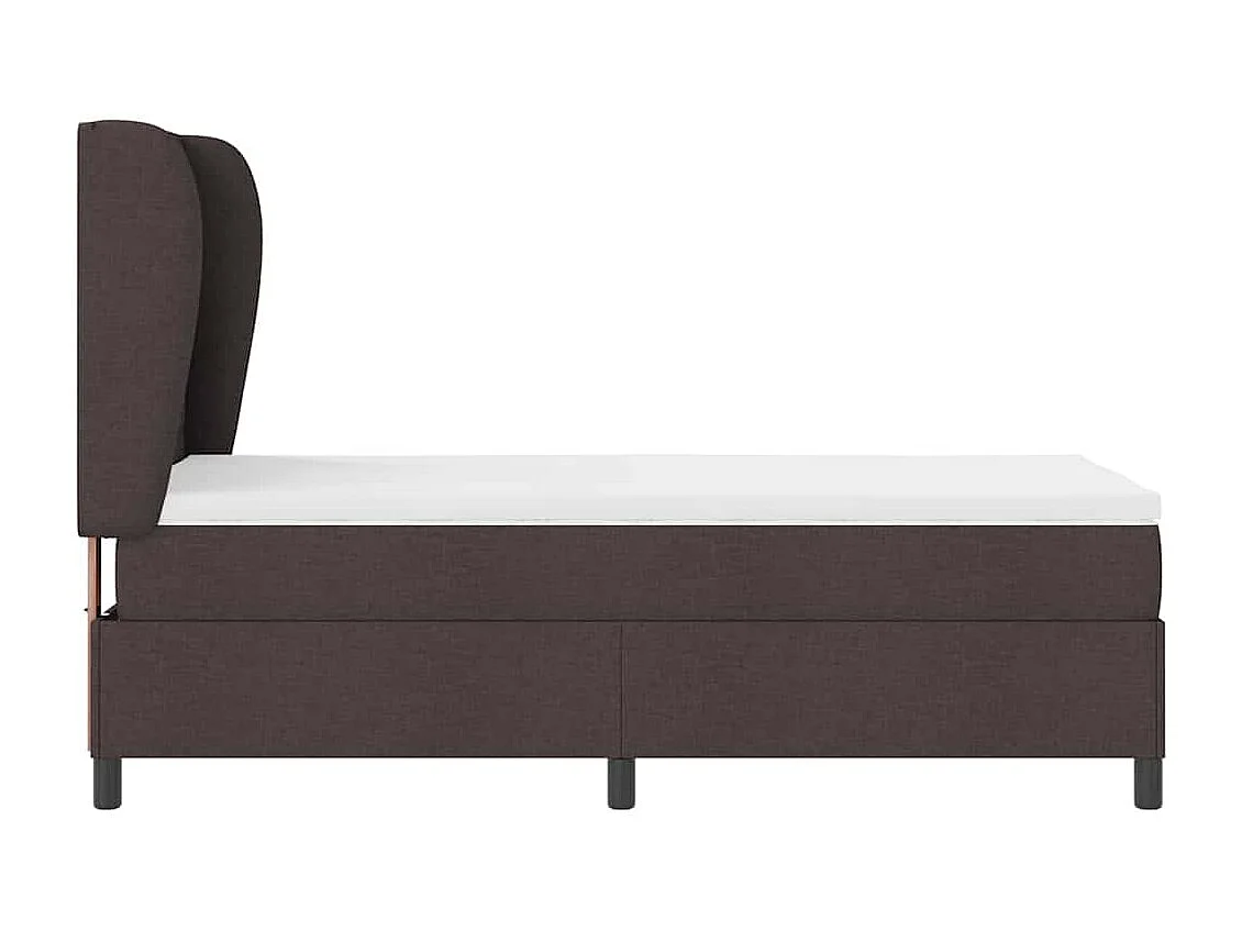 Cama tipo Box Spring con colchón Marrón oscuro 90 x 200 cm tela