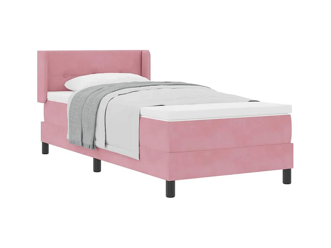 Cama con Somier y Colchón Negra 100x200 cm Terciopelo Rosa