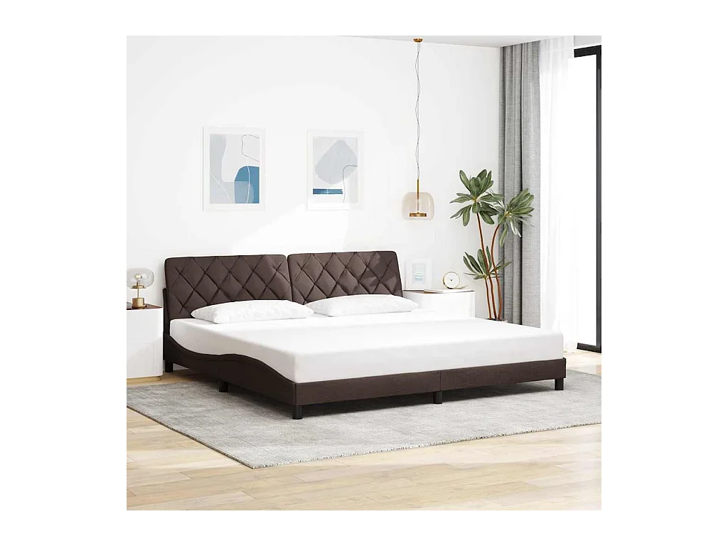 Cadre de lit sans matelas marron foncé 200x200 cm tissu
