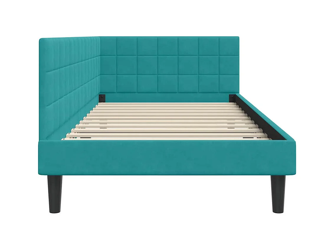 Cadre de lit d'angle Turquoise 100 x 200 cm Velours