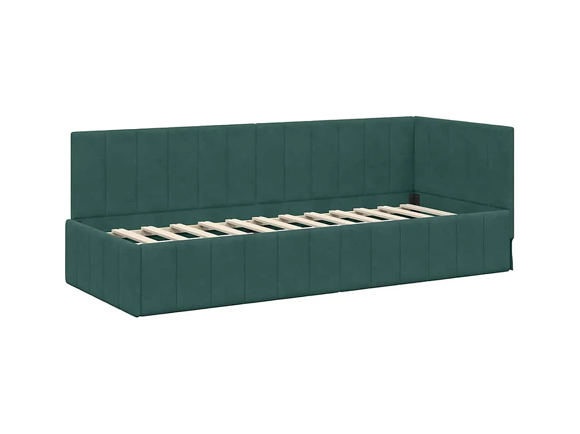 Cadre de lit d'angle Vert foncé 80 x 200 cm Velours