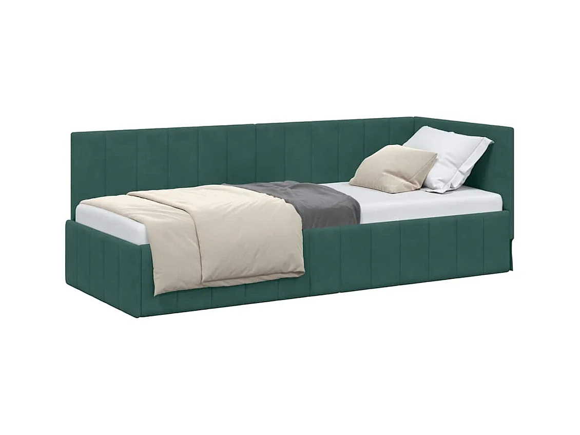 Cadre de lit d'angle Vert foncé 80 x 200 cm Velours