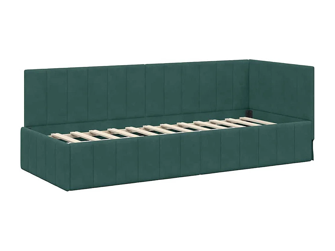 Cadre de lit d'angle Vert foncé 80 x 200 cm Velours