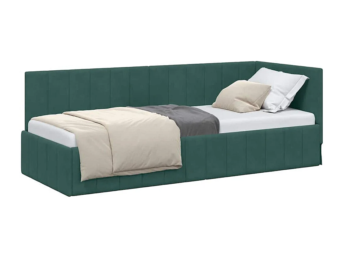 Cadre de lit d'angle Vert foncé 80 x 200 cm Velours