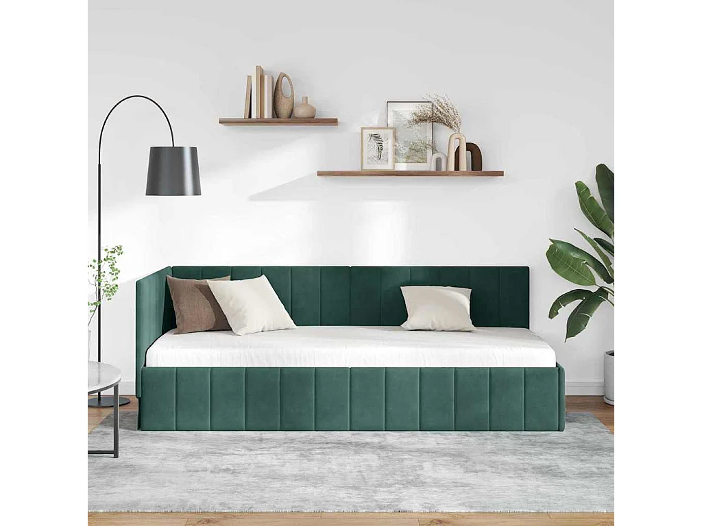 Cadre de lit d'angle Vert foncé 80 x 200 cm Velours