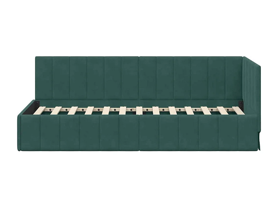 Cadre de lit d'angle Vert foncé 80 x 200 cm Velours