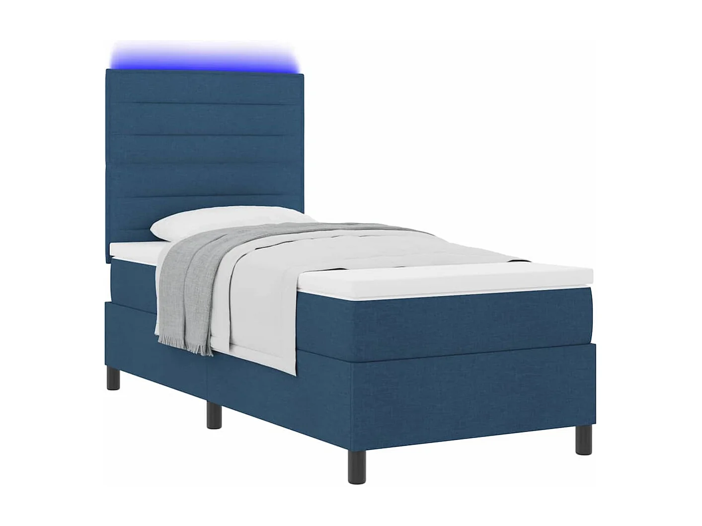 Cama tipo Box Spring con colchón Azul 90 x 200 cm tela