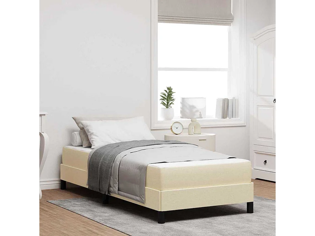 Cama Box com colchão Creme 90 x 190 cm tecido