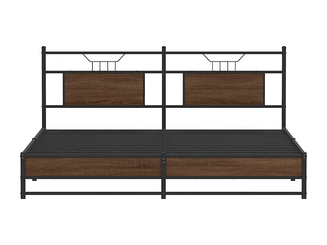 Cadre de lit en métal sans matelas chêne marron 180x200 cm