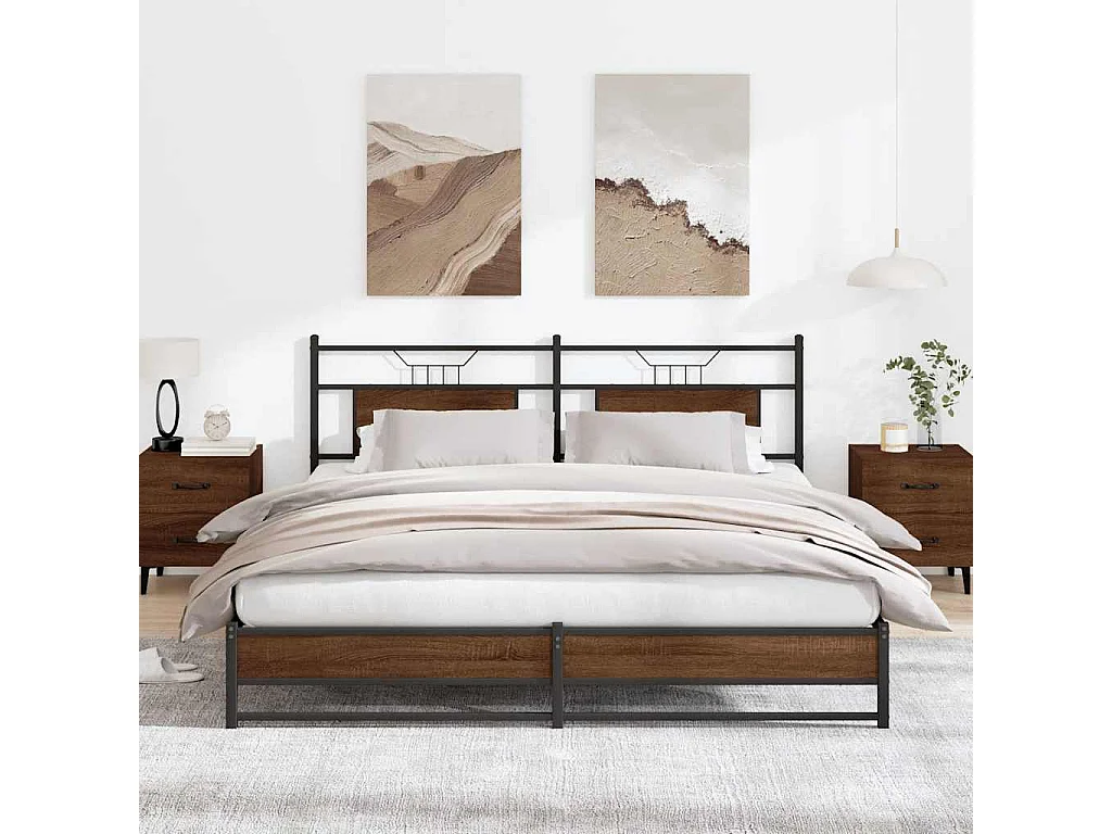 Bedframe zonder matras metaal bruin eikenkleur 180x200 cm