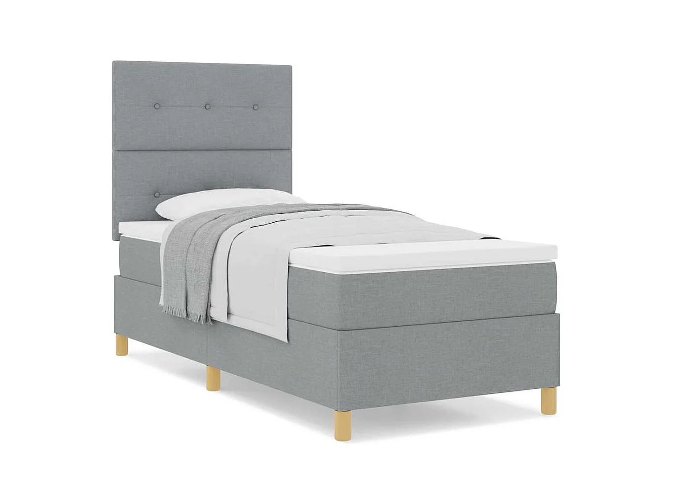 Cadre de lit avec tête de lit Gris clair 100 x 200 cm tissu