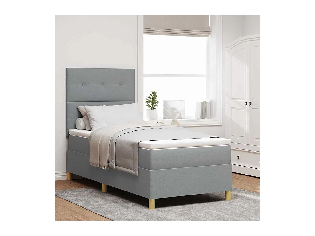 Cadre de lit avec tête de lit Gris clair 100 x 200 cm tissu