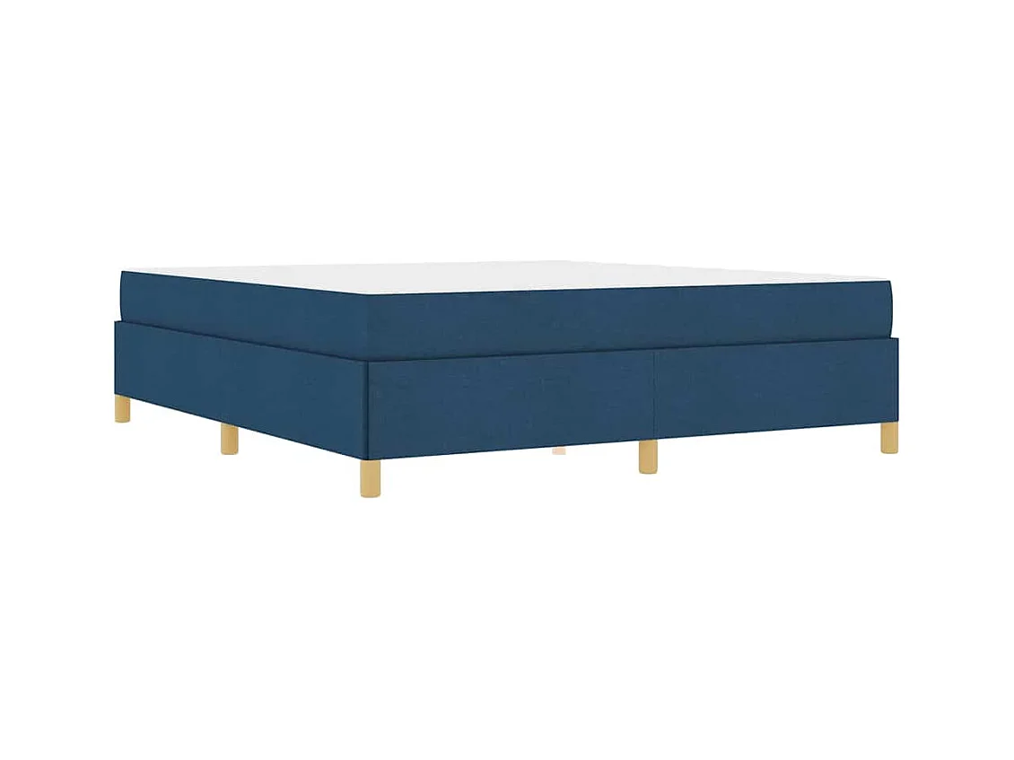 Cadre de lit avec matelas Bleu et Blanc 180 x 200 cm tissu