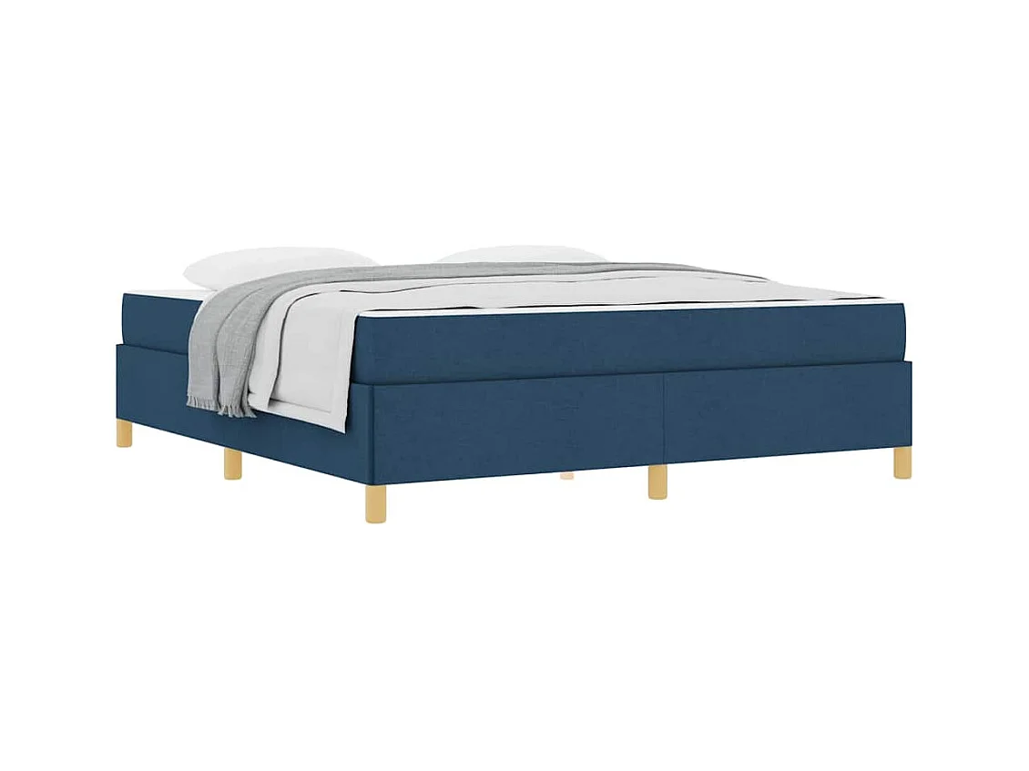 Cadre de lit avec matelas Bleu et Blanc 180 x 200 cm tissu