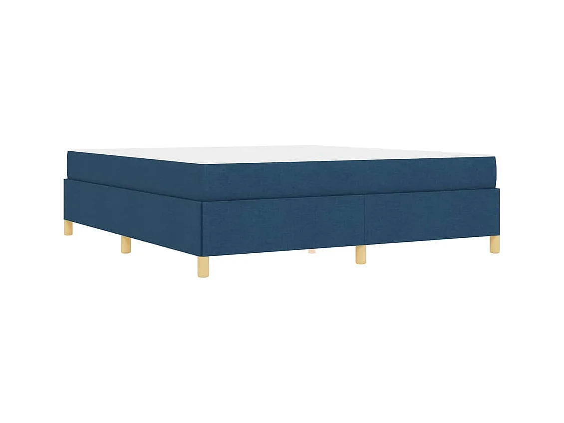 Cadre de lit avec matelas Bleu et Blanc 180 x 200 cm tissu