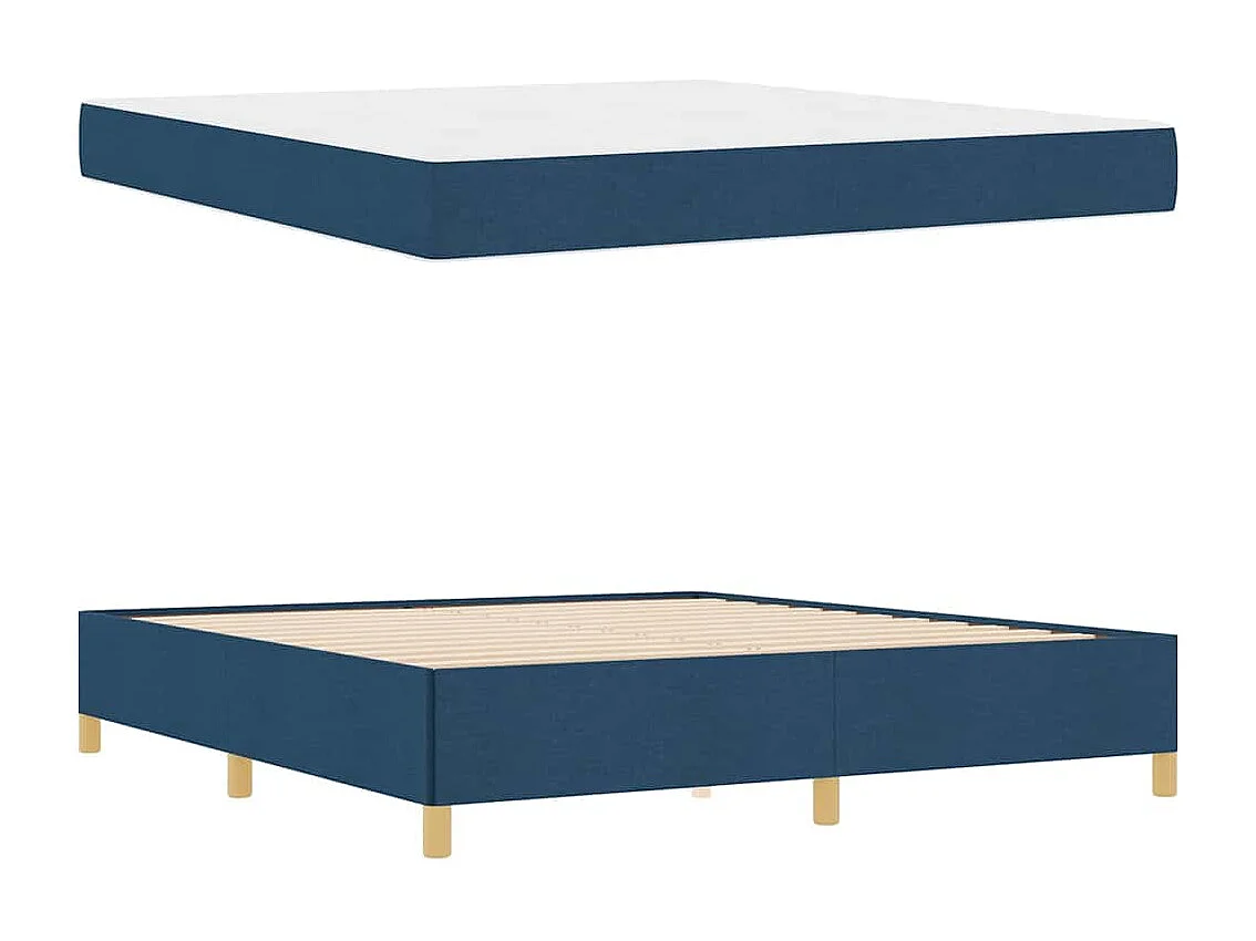 Cadre de lit avec matelas Bleu et Blanc 180 x 200 cm tissu