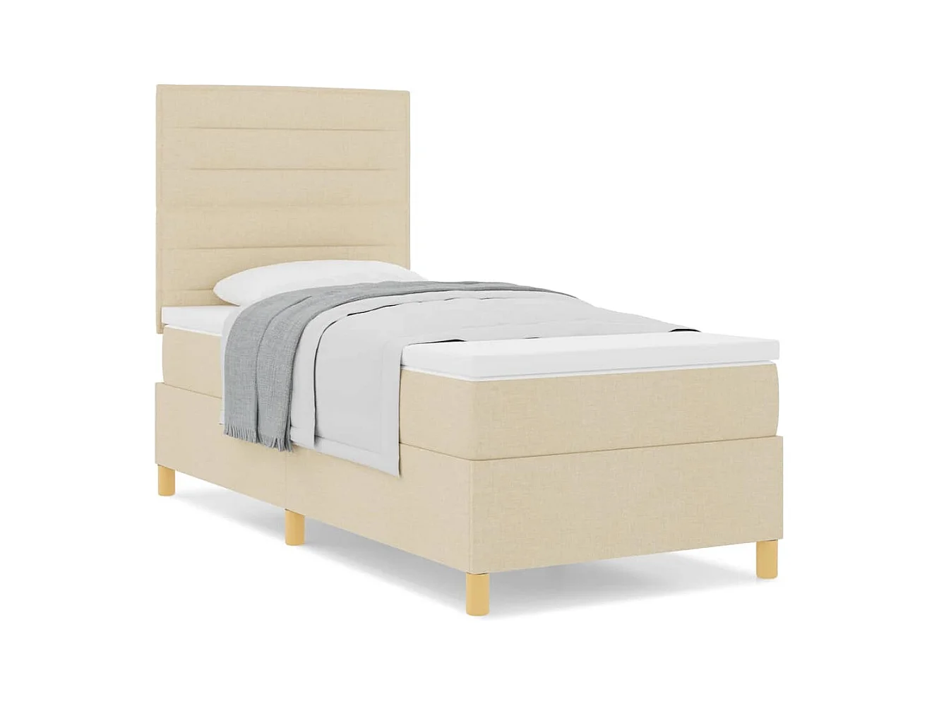 Cadre de lit avec tête de lit Crème 100 x 200 cm tissu