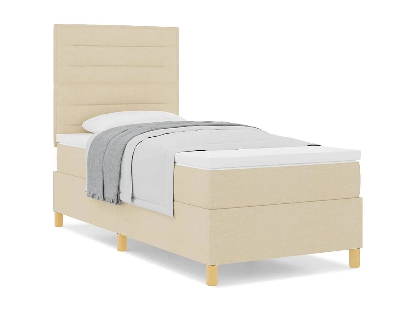 Cadre de lit avec tête de lit Crème 100 x 200 cm tissu