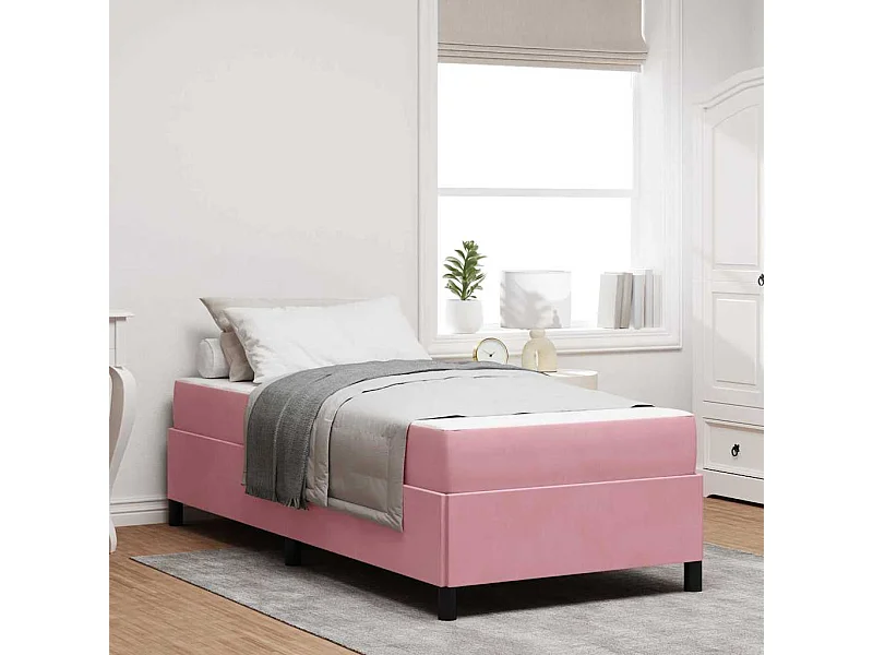 Estrutura da Cama com colchão Rosa e branco 80 x 200 cm Veludo