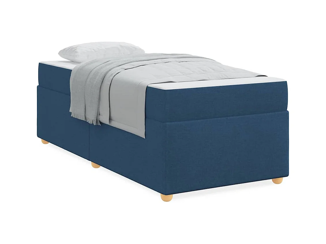 Cadre de lit avec matelas Bleu 80 x 200 cm tissu