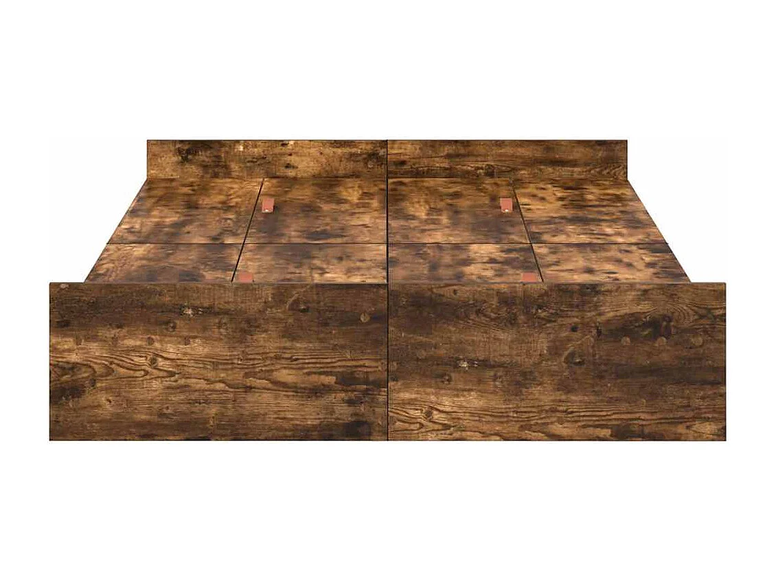 Opbergbedframe met lade Gerookt eiken 120 x 200 cm Bewerkt hout