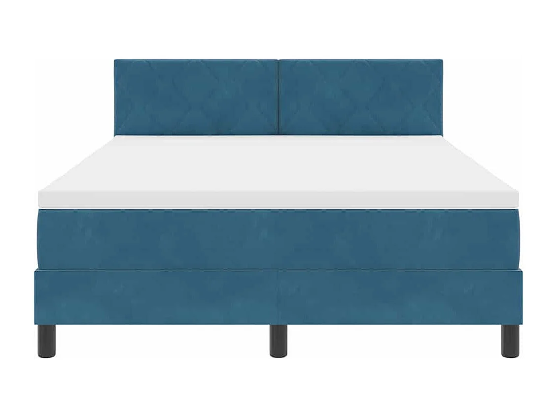 Cadre de lit avec matelas Bleu foncé 160 x 200 cm Velours