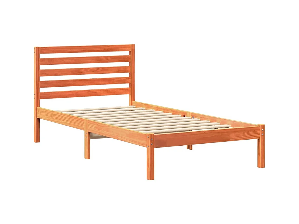 Estructura de cama con cabecera Marrón cera 90 x 190 cm