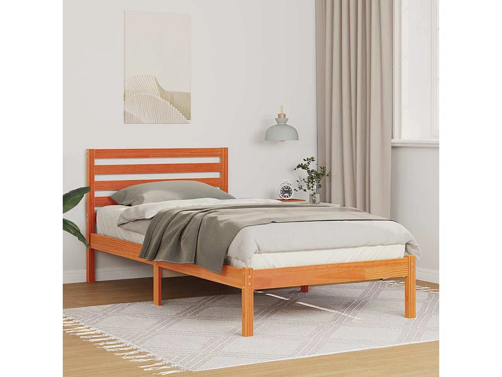 Cadre de lit Marron cire 90 x 190 cm Bois massif en pin