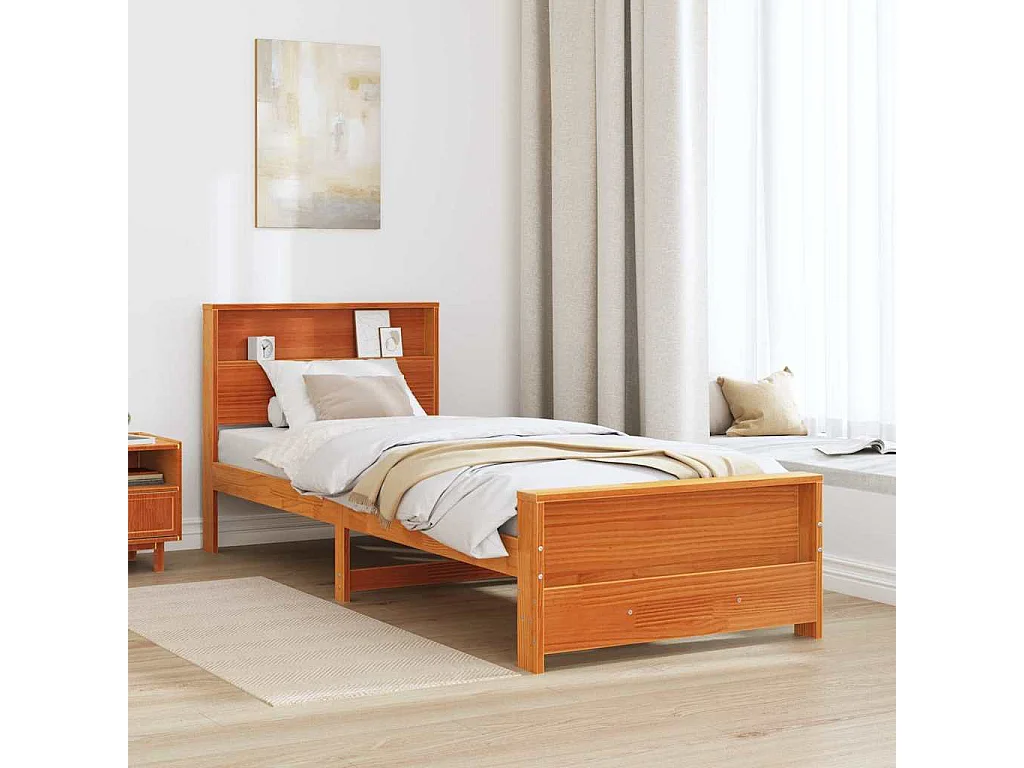 Cadre de lit Marron cire 100 x 200 cm Bois massif en pin