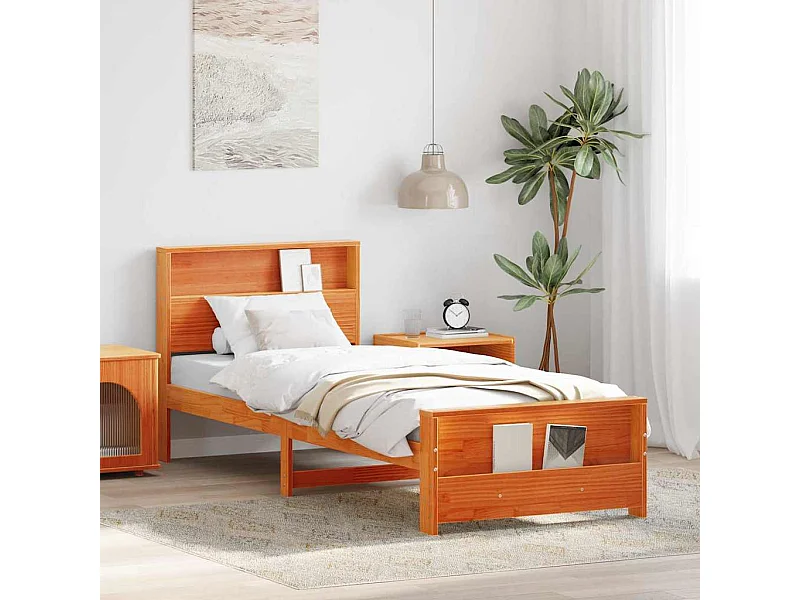 Cadre de lit Marron cire 100 x 200 cm Bois massif en pin