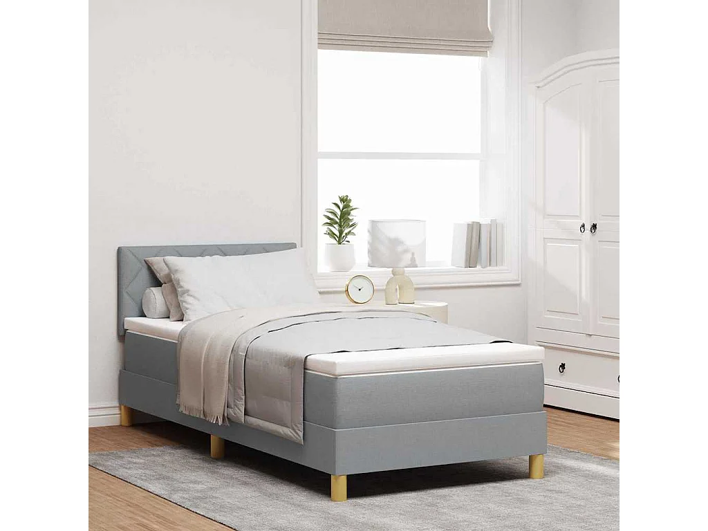 Cama box spring con colchón Gris claro 100 x 200 cm tela