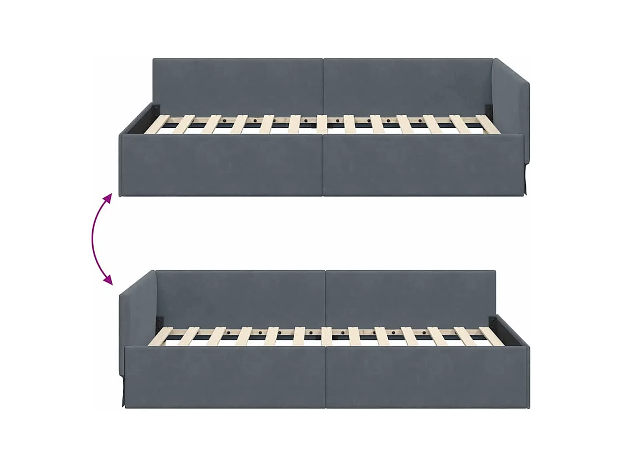 Cadre de lit d'angle Autre Gris foncé 90 x 200 cm