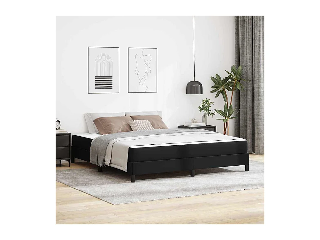 Cadre de lit avec matelas Noir 180 x 200 cm Faux cuir