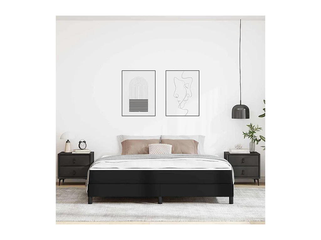 Cadre de lit avec matelas Noir 180 x 200 cm Faux cuir
