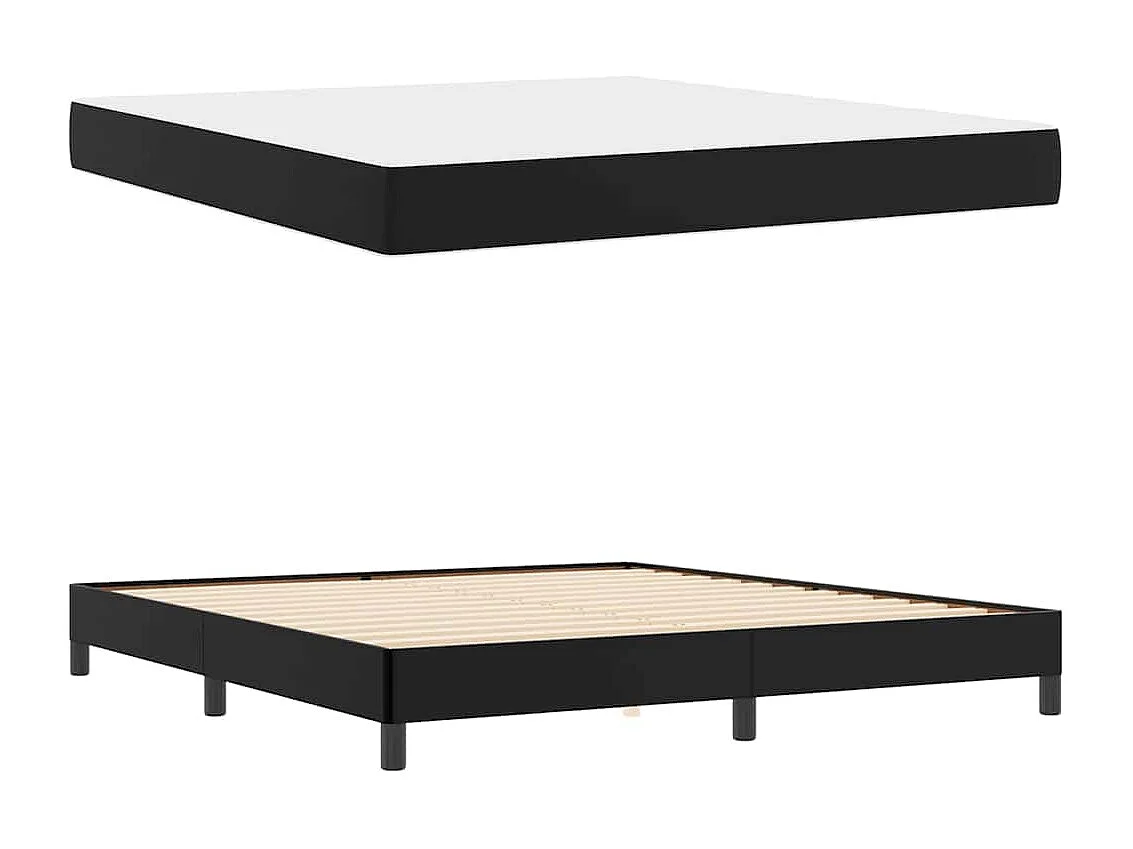 Cadre de lit avec matelas Noir 180 x 200 cm Faux cuir