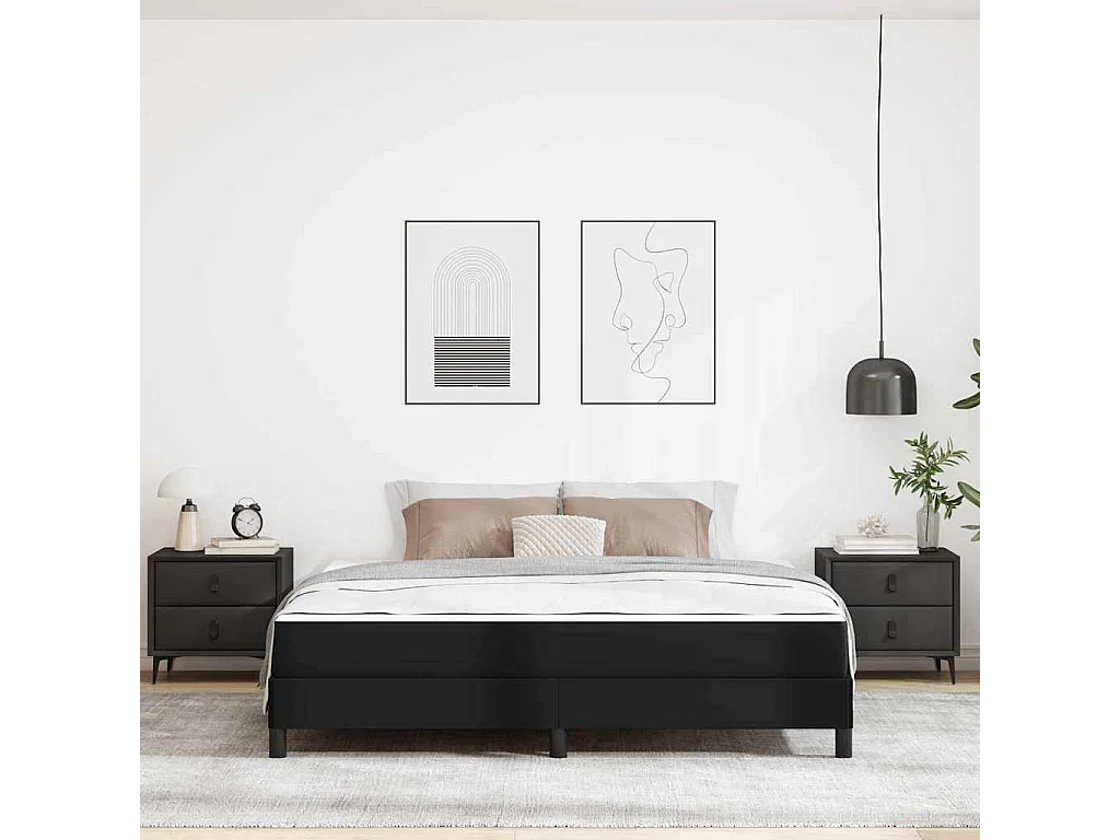 Cadre de lit avec matelas Noir 180 x 200 cm Faux cuir