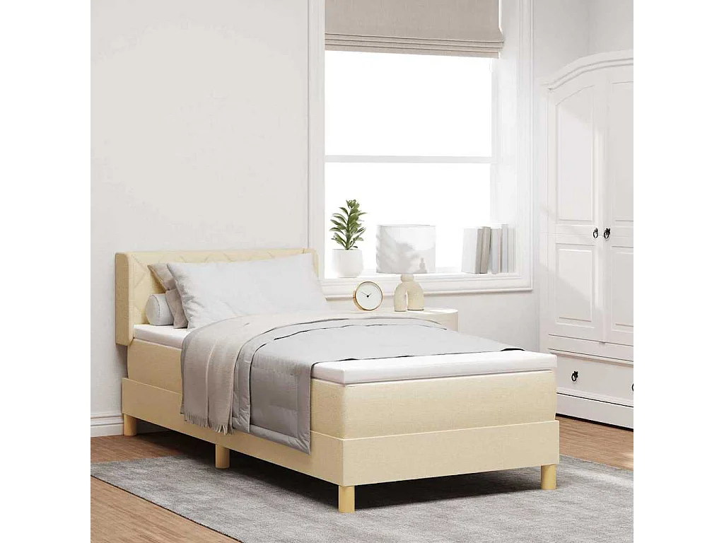 Boxspringbed met matras met hoofdeinde Crème 90 x 200 cm Stof