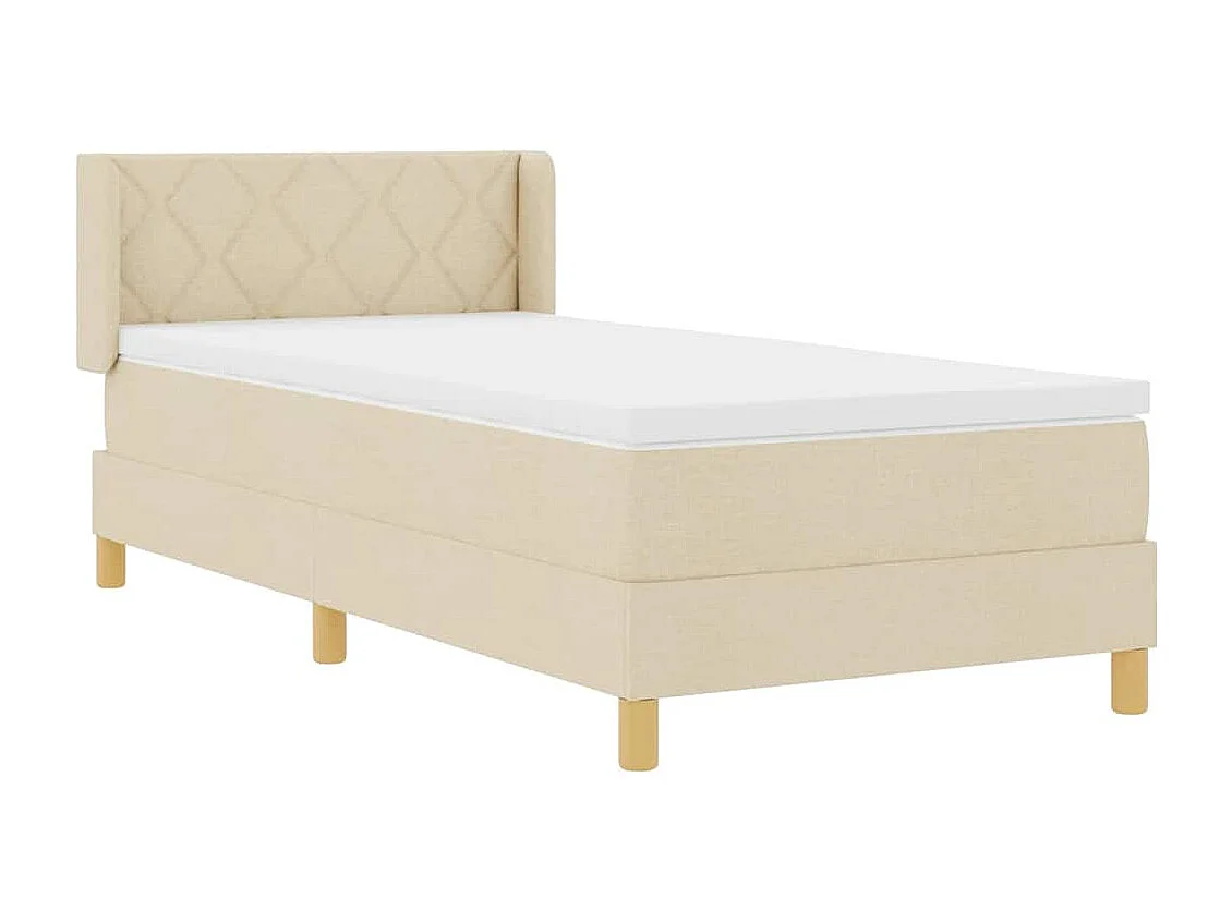 Boxspringbed met matras met hoofdeinde Crème 90 x 200 cm Stof