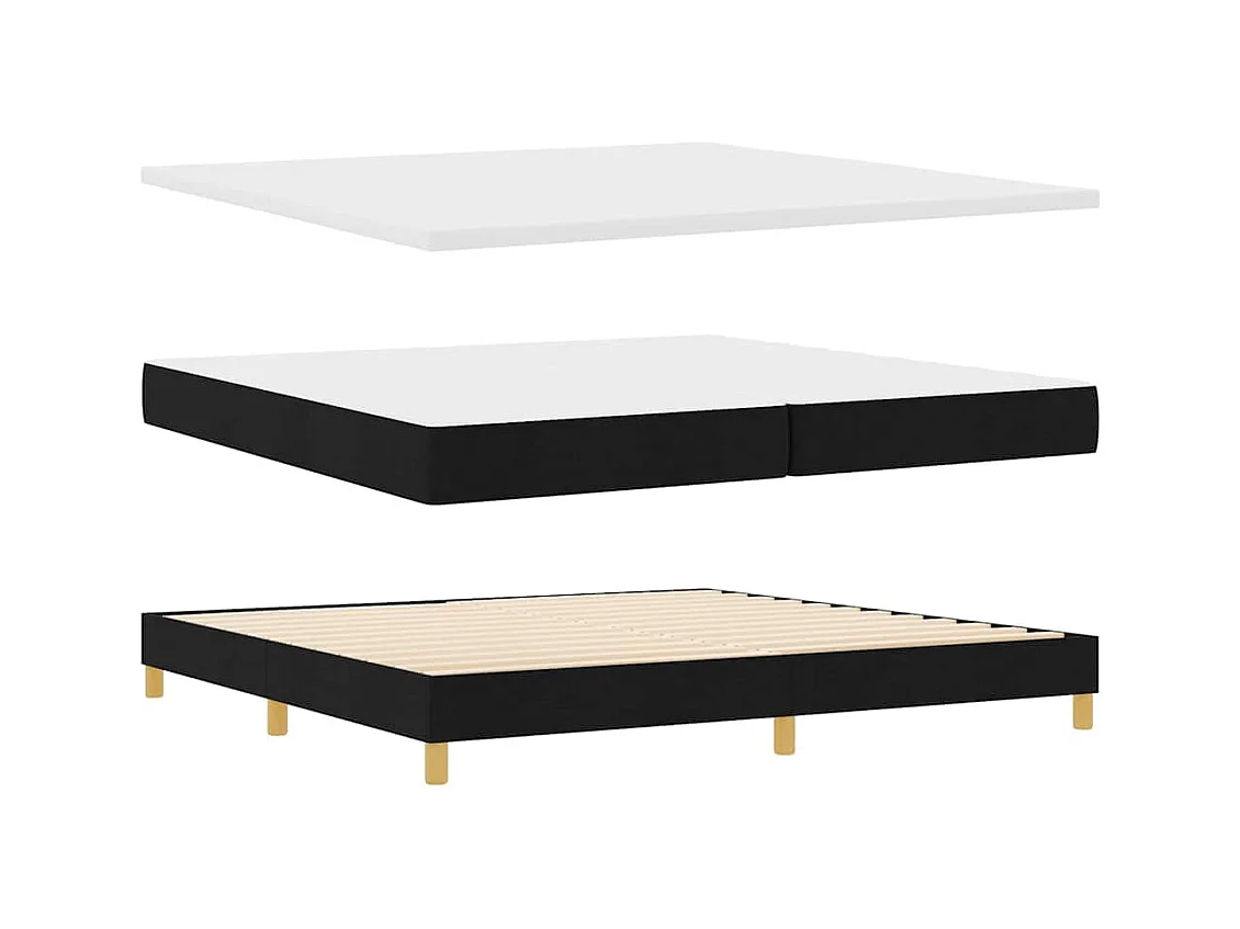 Cadre de lit avec matelas Noir 200 x 200 cm tissu