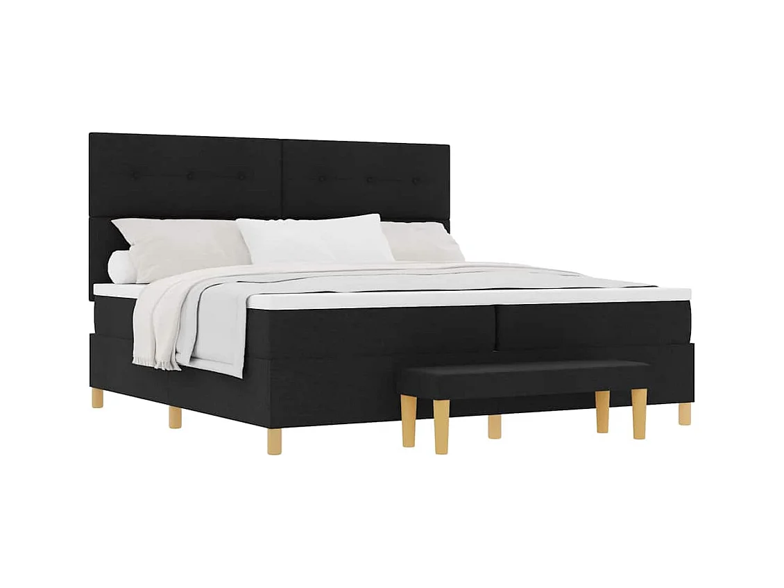 Cadre de lit avec matelas Noir 200 x 200 cm tissu