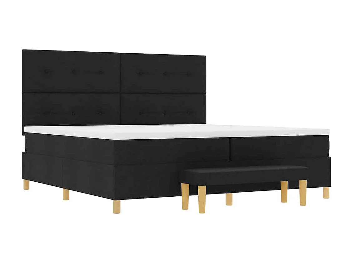 Cadre de lit avec matelas Noir 200 x 200 cm tissu