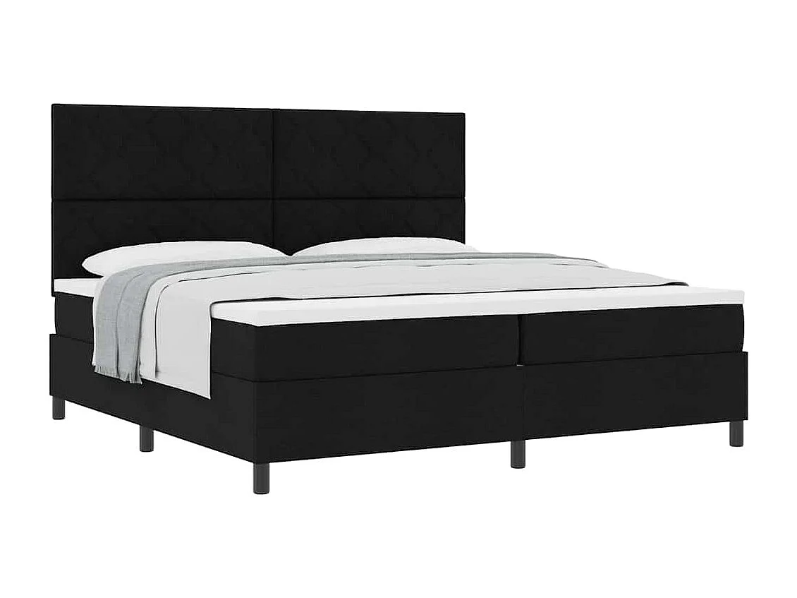 Cama tipo Box Spring con colchón Negro 200 x 200 cm tela