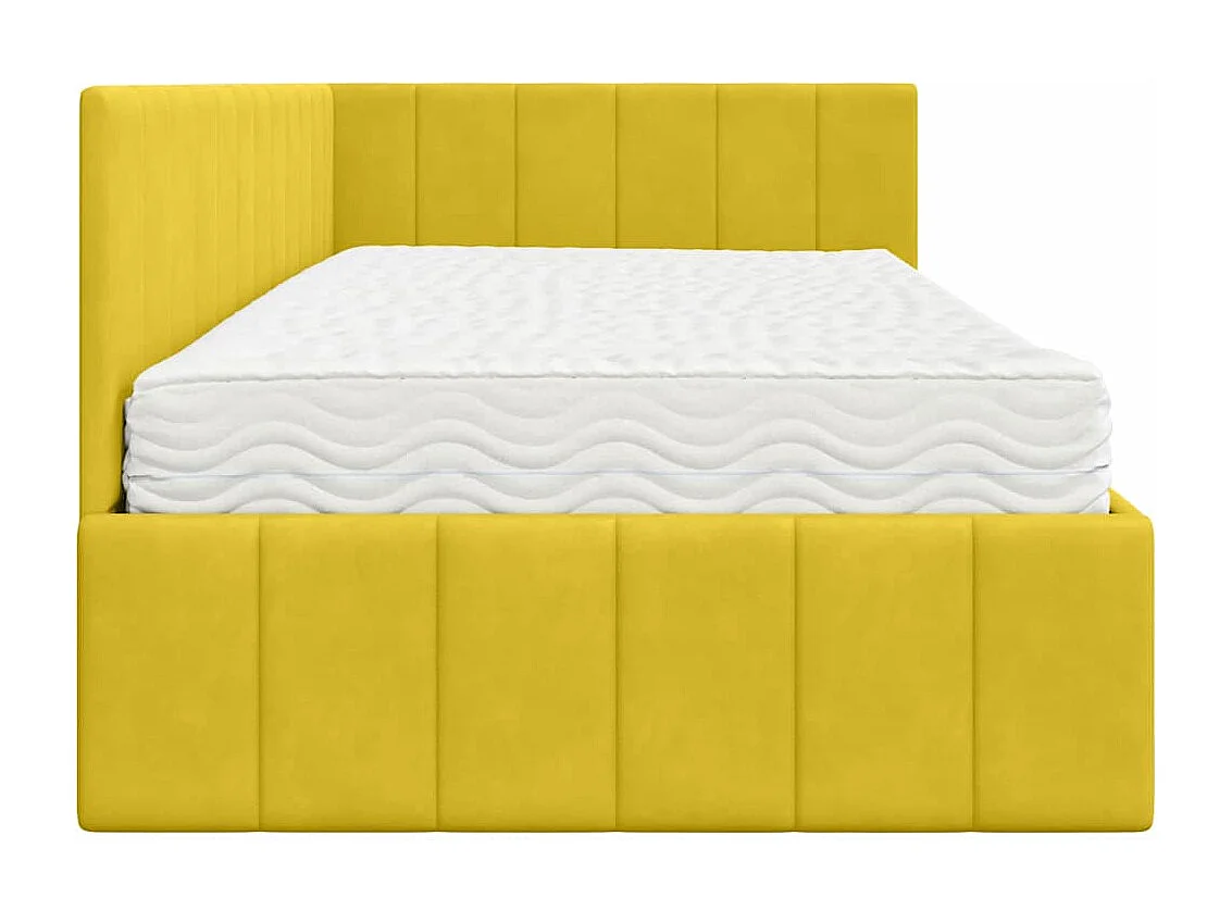 Estrutura de Cama de Canto Amarelo 100 x 200 cm Veludo