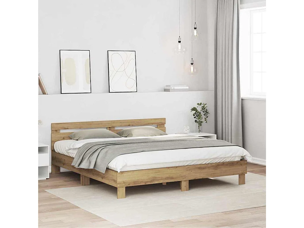 Cadre de lit Chêne artisanal 180 x 200 cm Bois d'ingénierie