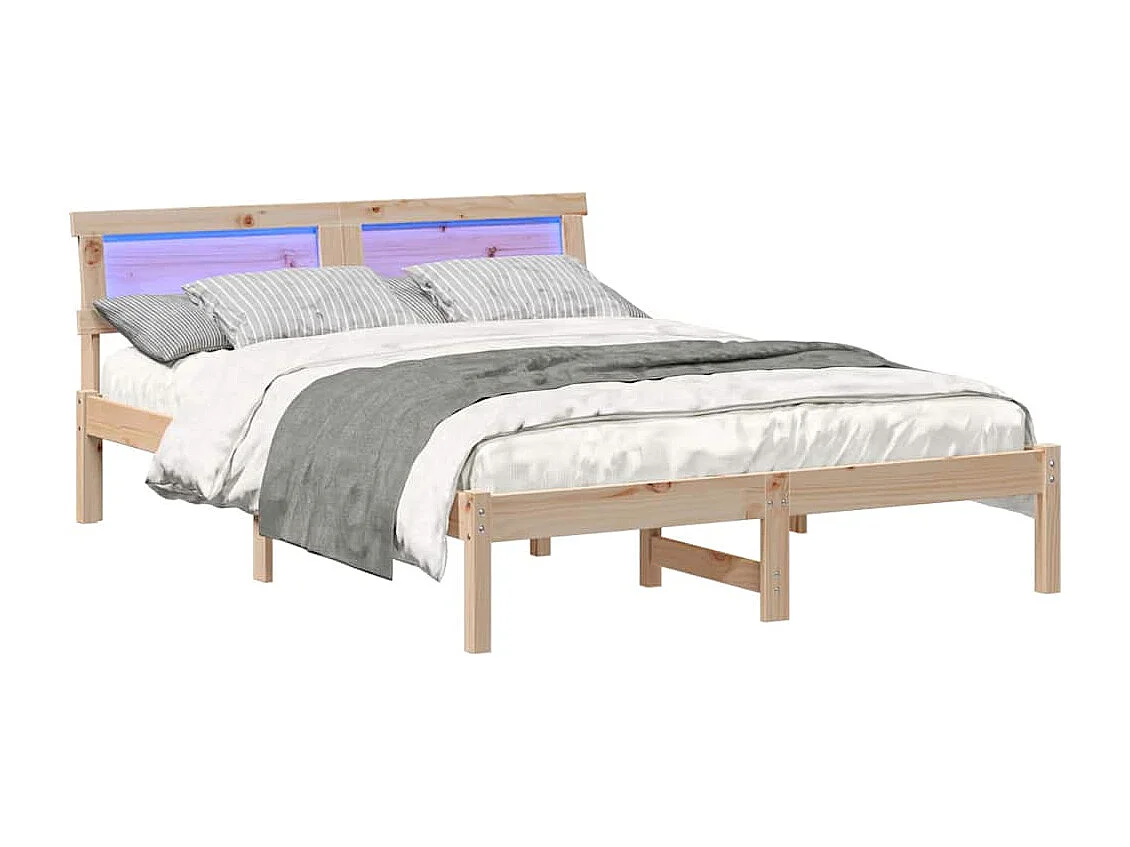 Estructura de cama Marrón 140 x 190 cm Madera maciza de pino