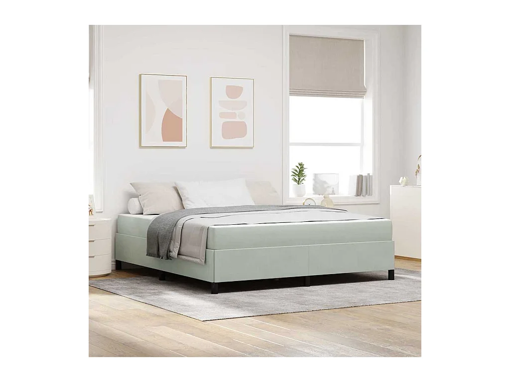 Cadre de lit Gris clair, gris et blanc 180 x 200 cm Velours