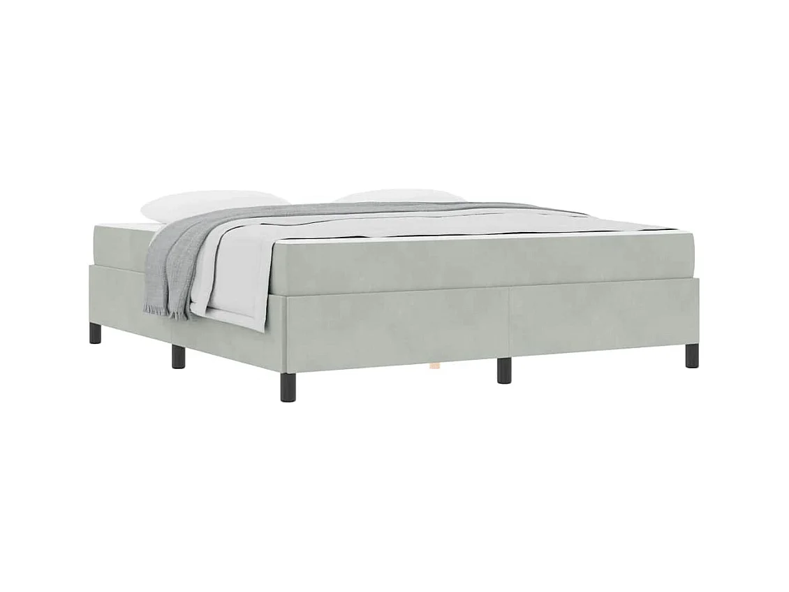 Cadre de lit Gris clair, gris et blanc 180 x 200 cm Velours