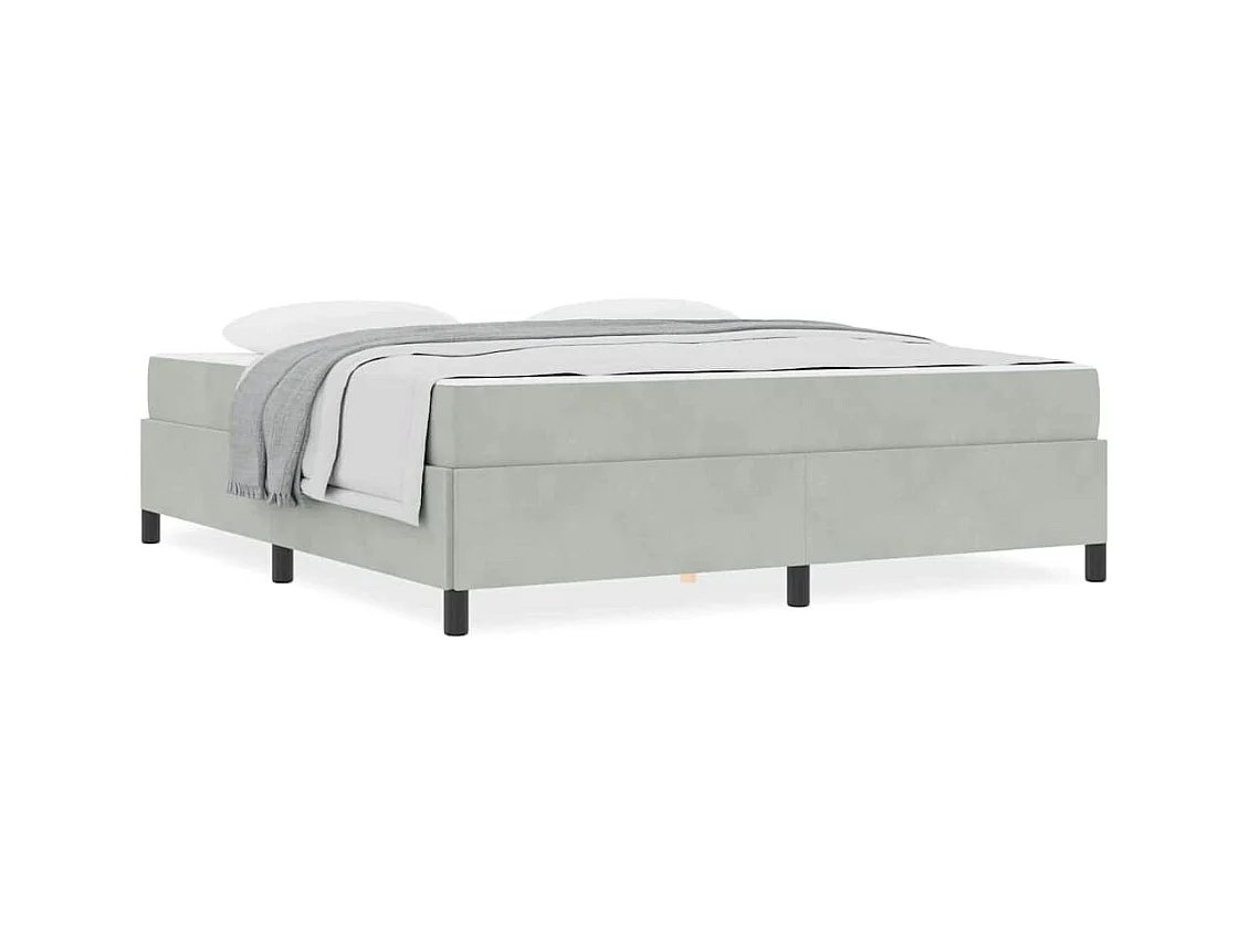 Cadre de lit Gris clair, gris et blanc 180 x 200 cm Velours