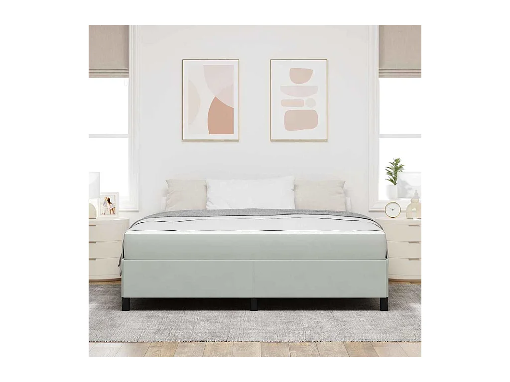 Cadre de lit Gris clair, gris et blanc 180 x 200 cm Velours