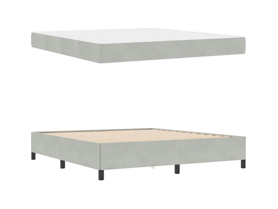 Cadre de lit Gris clair, gris et blanc 180 x 200 cm Velours